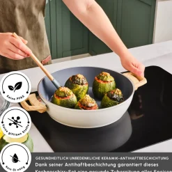 Karaca Swiss Crystal Induktions Auflauftopf, 30 cm, Creamy