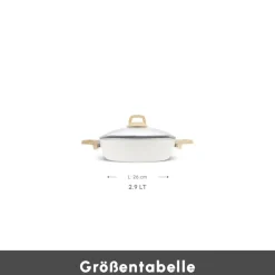 Karaca Swiss Crystal Induktions Flacher Kochtopf, 26 cm, Creamy