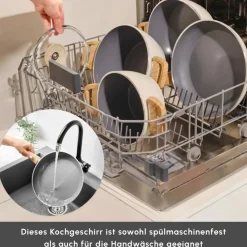 Karaca Swiss Crystal Induktions Flacher Kochtopf, 26 cm, Creamy