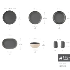 Karaca Terra 36-Teiliges 8-Personen Geschirrset Anthrazit