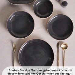 Karaca Terra 36-Teiliges 8-Personen Geschirrset Anthrazit