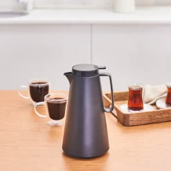 Karaca Thermoglas Lina Auslaufsichere Thermoskanne 1 Lt Schwarz