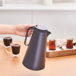 Karaca Thermoglas Lina Auslaufsichere Thermoskanne 1 Lt Schwarz