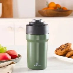 Karaca Thermosteel Camping 2-in-1 Edelstahl-Thermosflasche 450 ml Khaki