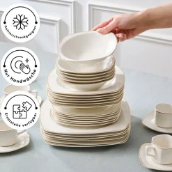 Karaca Timeless Gold Square Geschirr-Set für 12 Personen, 84-teilig