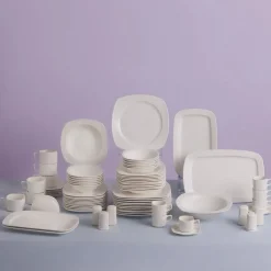 Karaca Timeless White Square Geschirr-Set für 12 Personen, 84 Teilig