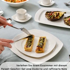 Karaca Timeless White Square Geschirr-Set für 12 Personen, 84 Teilig