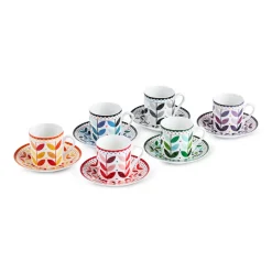 Karaca Tracy Gold 12-teiliges Bone China Espresso Türkisch-Kaffeetassen-Set für 6 Personen, 80 ml, Mehrfarbig