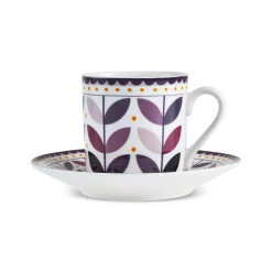Karaca Tracy Gold 12-teiliges Bone China Espresso Türkisch-Kaffeetassen-Set für 6 Personen, 80 ml, Mehrfarbig