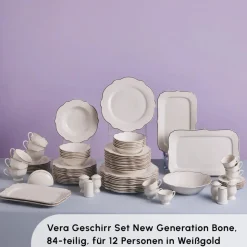 Karaca Vera Gold Geschirrset für 12 Personen, 84 teilig