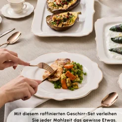 Karaca Vera Gold Geschirrset für 12 Personen, 84 teilig