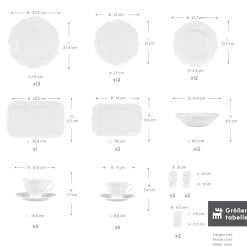 Karaca Vera White Geschirrset für 12 Personen, 84 teilig