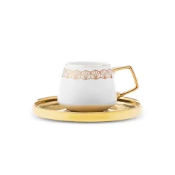 Karaca Verde 12-teiliges Porzellan Espresso Türkischer Kaffeetassen-Set für 6 Personen, 100 ml, Mehrfarbig