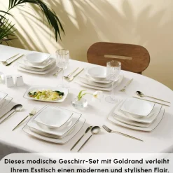 Karaca Vesta Gold 12 Personen Geschirrset, 52 Teilig