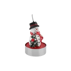 Karaca Weihnachten Schneemann 3 Teilig Kerze, 18.5x6.7cm, Rot