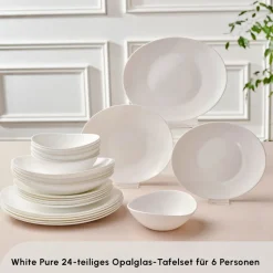 Karaca White Pure Opal Glas Tafelservice 24-teilig für 6 Personen