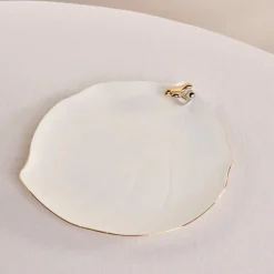 Karaca X Müge Anlı Vogelförmiger Goldener Kuchenteller 21 cm