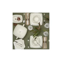 Karaca Zeyna Creme 60 Teiliges Für 12 Personen Quadratisches Tafelservice Porzellan