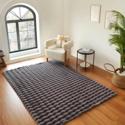 Kaschmir Teppich 7/24 Cosy Premium Bubble Anthrazit 80x150 cm