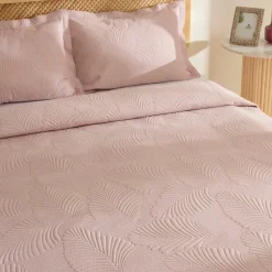 Leaf Bettüberwurf-Set Anthrazit 230x240 Cm + 2 (50x70 Cm)