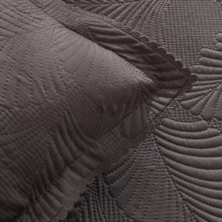 Leaf Bettüberwurf-Set Anthrazit 230x240 Cm + 2 (50x70 Cm)