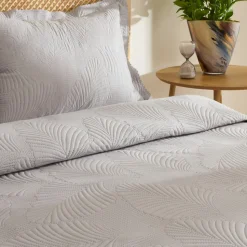 Leaf Bettüberwurf-Set Grau 230x240 Cm + 2 (50x70 Cm)