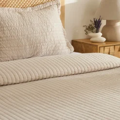 Manon Bettüberwurf Set, Doppelbett, Beige 230x240cm + 2(50x70) cm