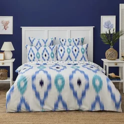Nautica Home Ikat Bettbezug-Set aus 100 % Baumwolle, 135 × 200 cm, Weiß-Blau