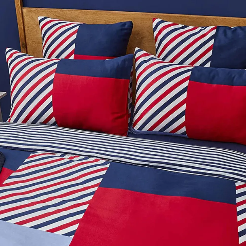 Nautica Home Morris Bettbezug-Set aus 100 % Baumwolle, 155 × 220 cm, Navy Blue Multi