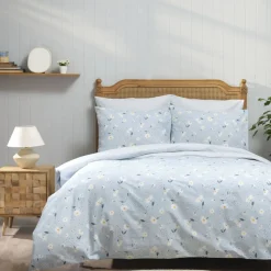 Sarah Anderson Gänseblümchen Mint 100% Baumwolle Doppel Bettbezug Kissen Set